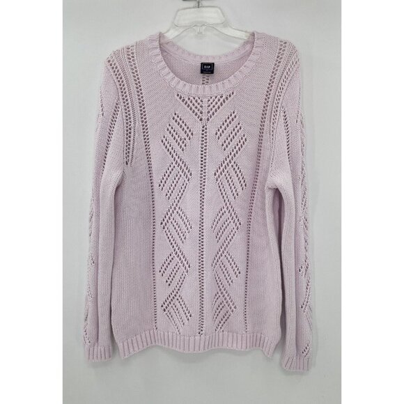 Gap Women’s Chunky Knit Crew Sweater Lavender/Pink Size XL (Runs Small)‎ Grandma - Picture 1 of 8